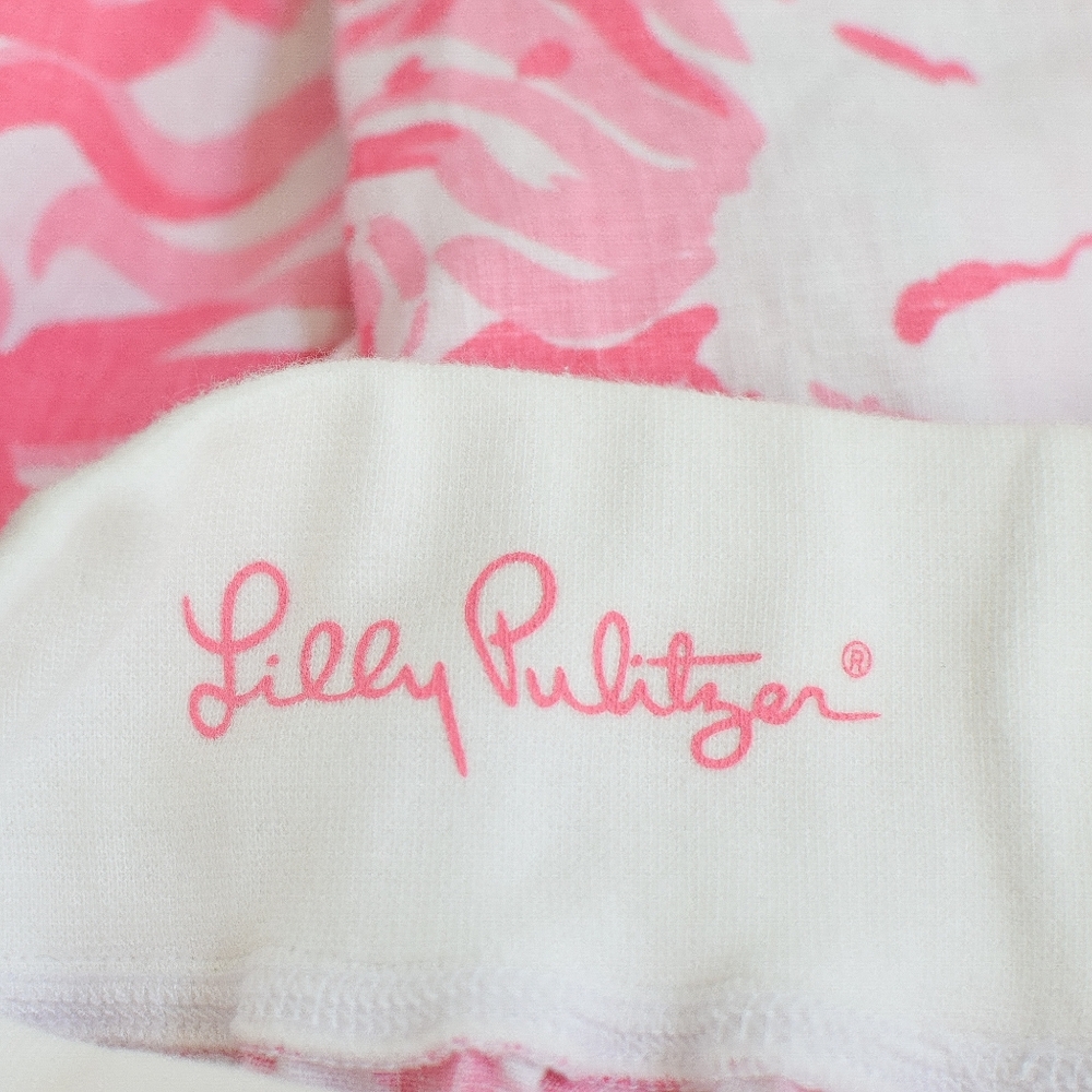 Lilly Pulitzer Beach Pant Get Spotted Wide Leg Linen Animal Print Pink Size XXS - Picture 8 of 9